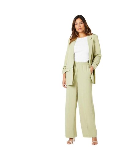 Womens/ladies drawstring waist wide leg trousers green Principles