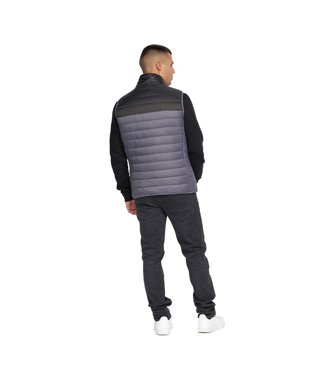 Mens Presnell High-neck Gilet Charcoal Crosshatch-3