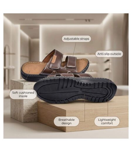 OZABI Sandales Homme Confort Double Scratch Antidérapantes Été