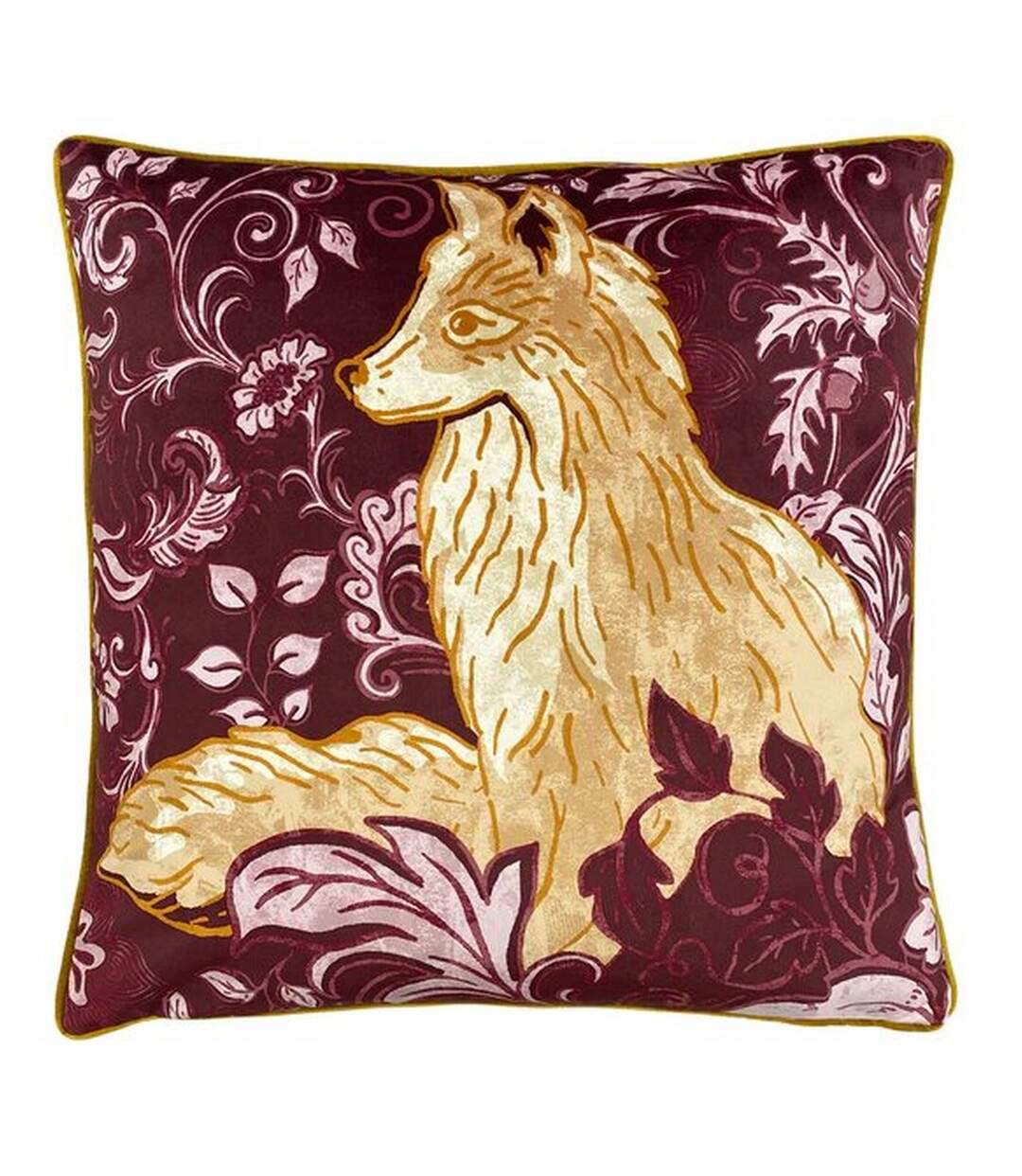 Harewood fox cushion cover one size maroon/gold Paoletti