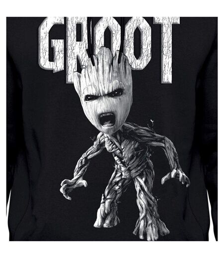 Sweat À Capuche Motif Groot Motif/style En Colère Homme Noir Guardians Of The Galaxy
