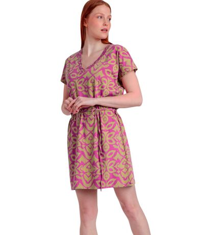 Robe estivale manches courtes Pink And Green Admas