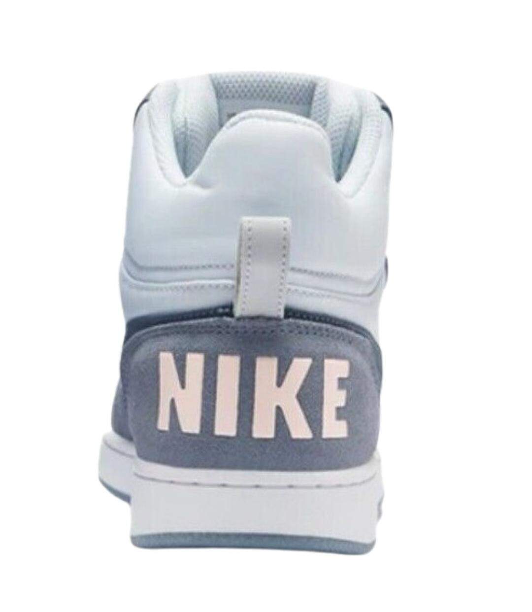 Womens/ladies Court Borough Premium Leather Mid Cut Trainers White Blue Nike-4