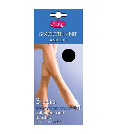 Silky Womens/Ladies Smooth Knit Ankle High (3 Pairs) (Black) - UTLW249