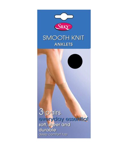 Smooth chaussettes 15 deniers lot de 3 paires femme noir opaque Silky