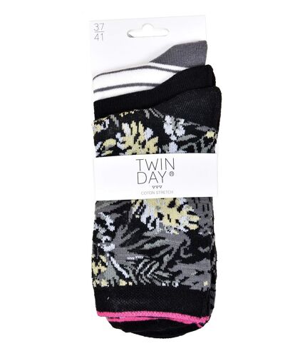Chaussettes femme TWINDAY Qualité et Confort-Assortiment modèles photos selon arrivages- Pack de 6 Paires Jungle 245454