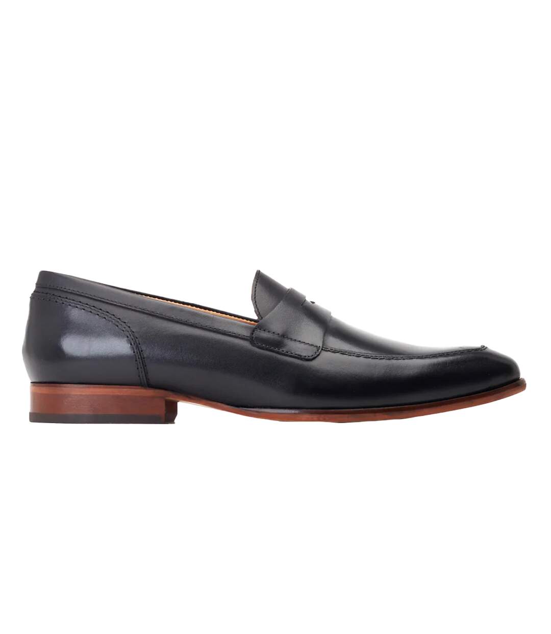 Mens Bruno Leather Penny Loafers Black Base London-2