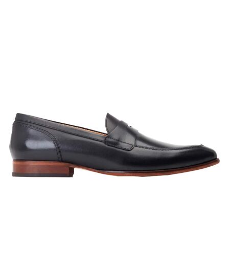 Mens Bruno Leather Penny Loafers Black Base London