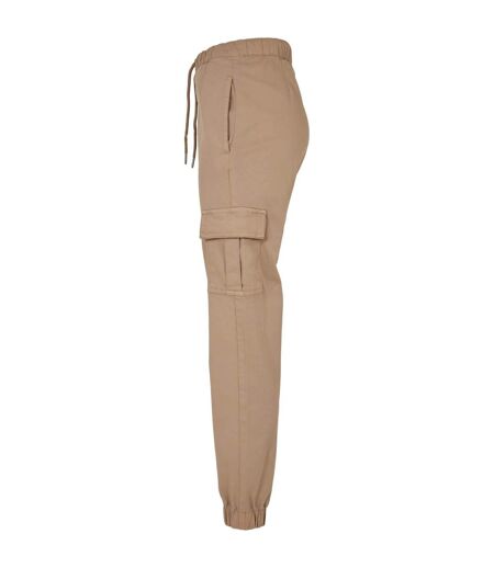 Womens/ladies Cargo Pocket High Waist Jogging Bottoms Soft Taupe Urban Classics