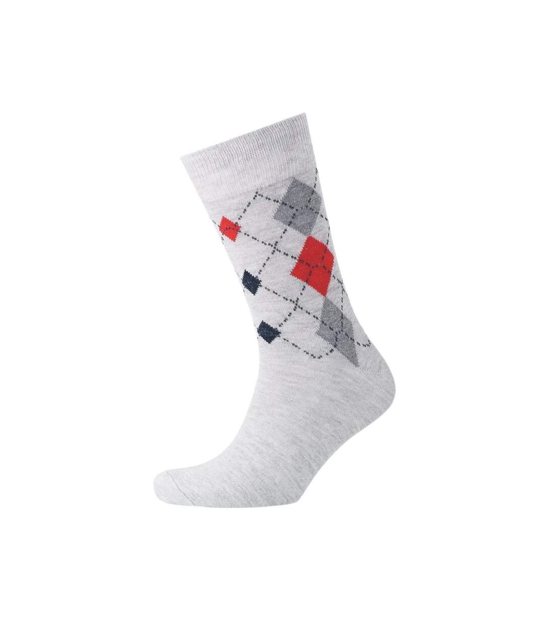 Pack of 3  Mens diamond socks  light grey/night sky Money-2