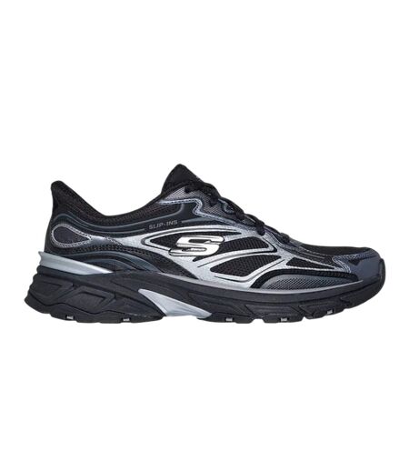 Mens Mesh Metallic Insert Trainers Black Silver Skechers