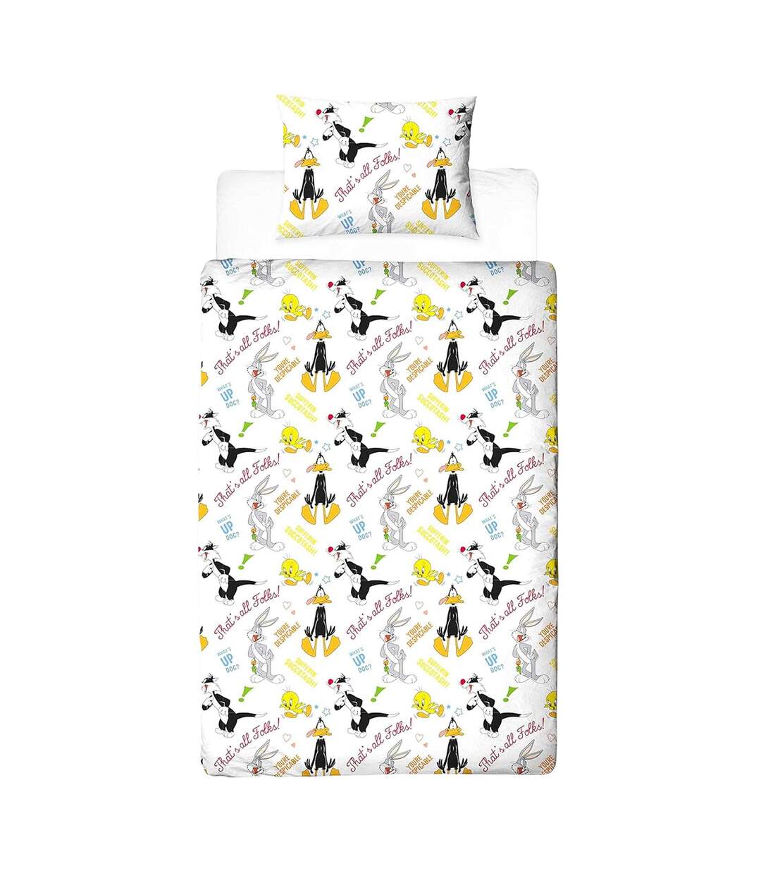 Thats´s All Folks Reversible Duvet Set Blue White Yellow Black Looney Tunes-2