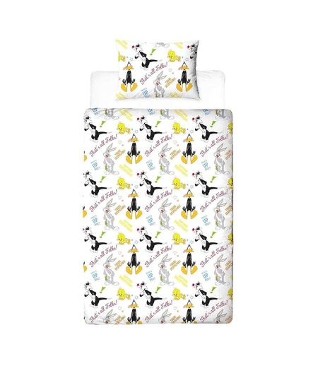 Thats´s All Folks Reversible Duvet Set Blue White Yellow Black Looney Tunes