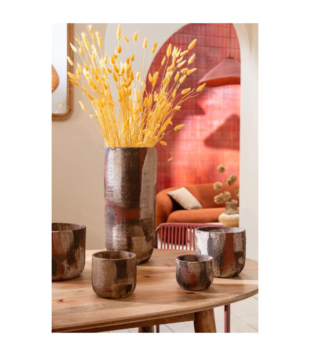 Vase Déco en Terre Cuite Miltos 50cm Multicolore-5
