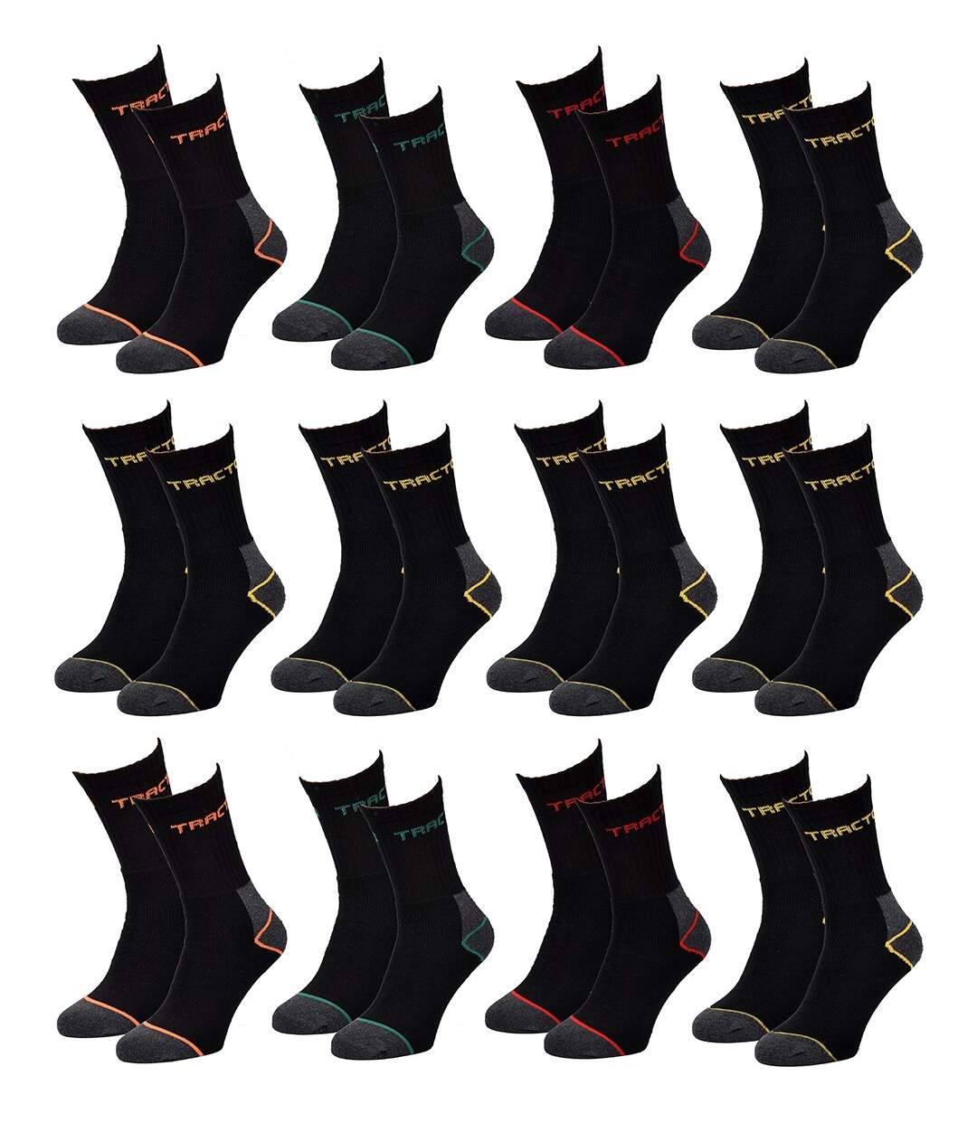 Chaussettes de Travail TRACTO pour Homme Résistance et Qualité Pro Pack de 12 Paires 2004