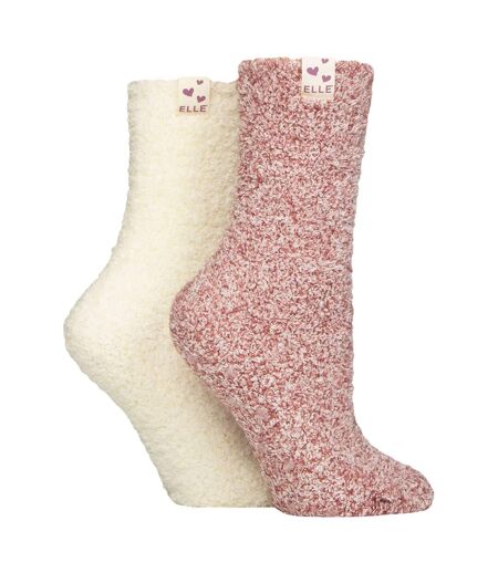 2 Pack Ladies Two Tone Cosy Bed and Home Socks - Warm Soft Relaxing Comfort