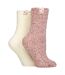 2 Pack Ladies Two Tone Cosy Bed and Home Socks - Warm Soft Relaxing Comfort-1