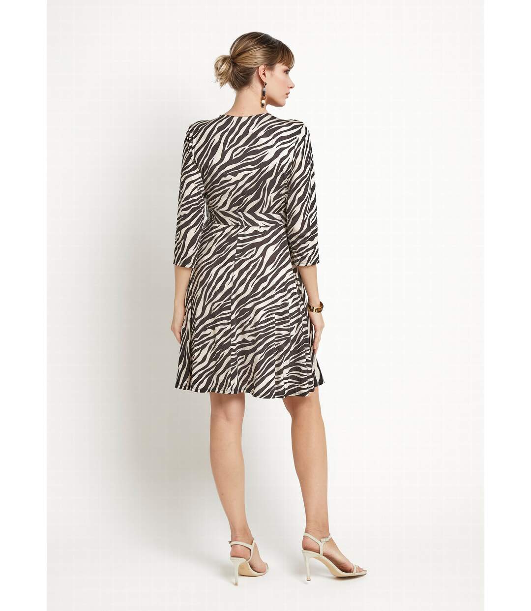 Robe courte stretch cache-c¿ur, motif zèbre-2