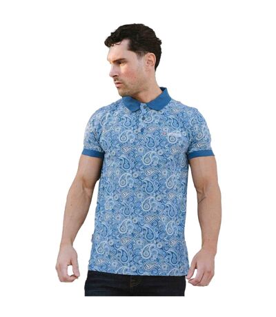 Mens Ss25 Paisley Branded Polo Shirt Dark Blue Wood Ash Lambretta