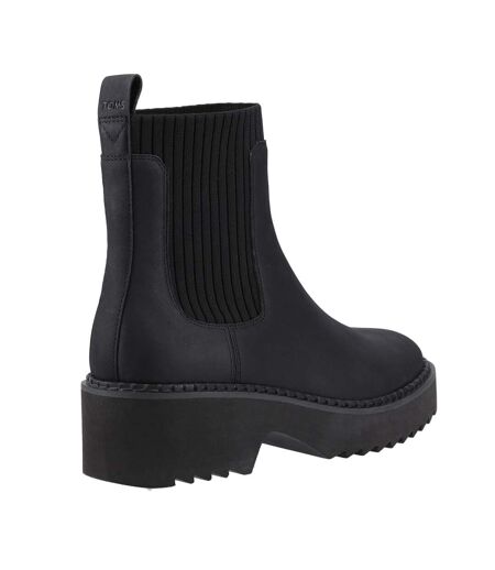 Womens/ladies Millie Leather Ankle Boots Black Toms