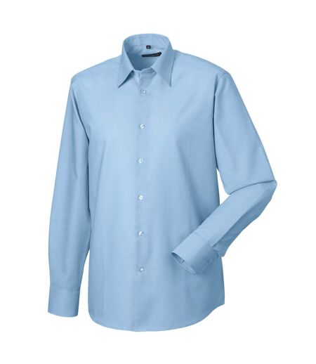 Mens Oxford Easy-care Tailored Long-sleeved Shirt Oxford Blue Russell Collection