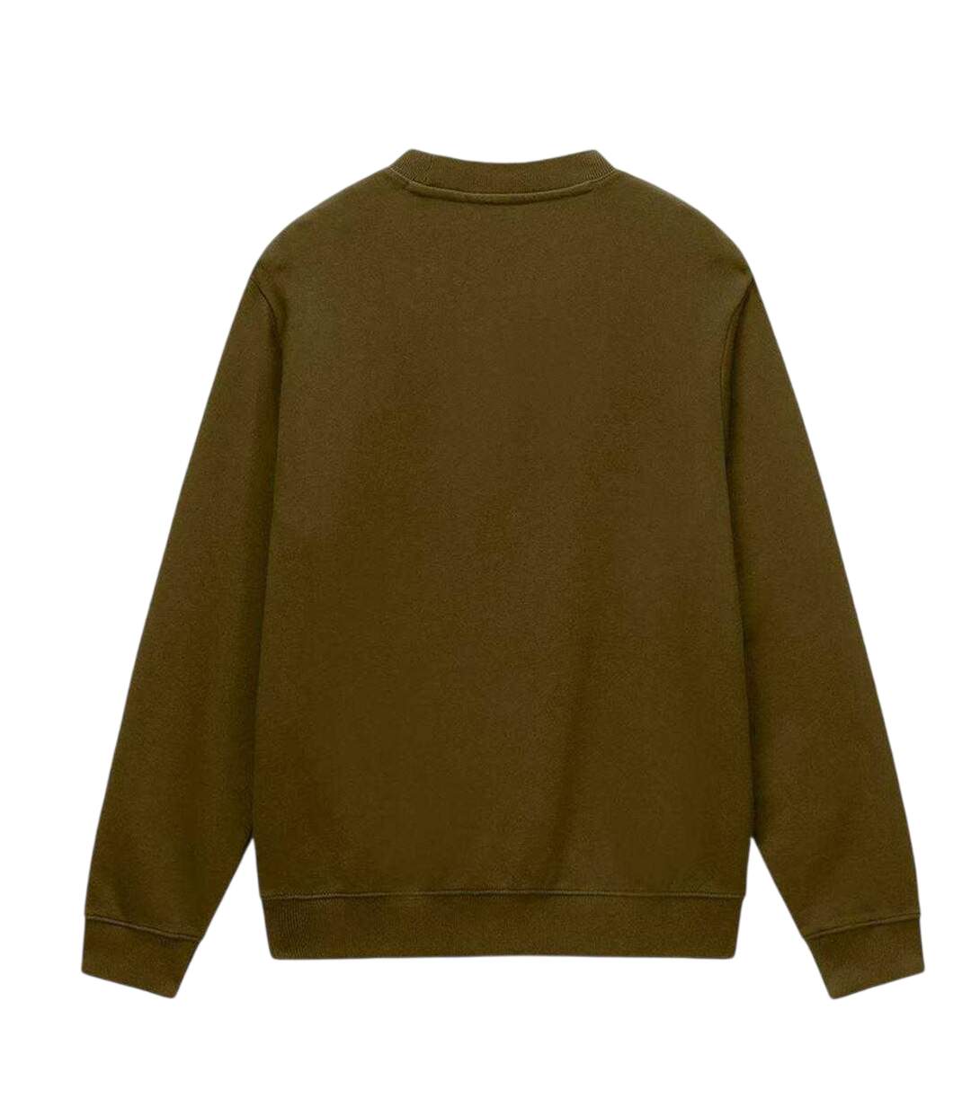 Mens Box Logo Cotton Crew Neck Straight Sweatshirt Dark Olive Napapijri-3