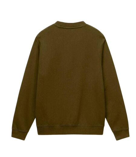 Mens Box Logo Cotton Crew Neck Straight Sweatshirt Dark Olive Napapijri
