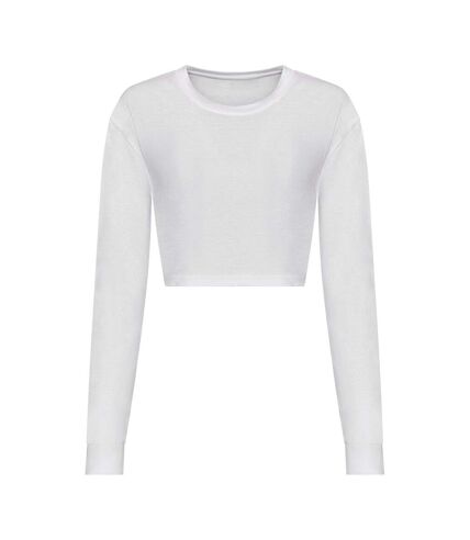 Awdis Womens/Ladies Long-Sleeved Crop T-Shirt (Solid White) - UTPC4945