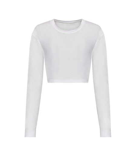 Awdis Womens/Ladies Long-Sleeved Crop T-Shirt (Solid White)