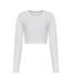 Awdis Womens/Ladies Long-Sleeved Crop T-Shirt (Solid White)