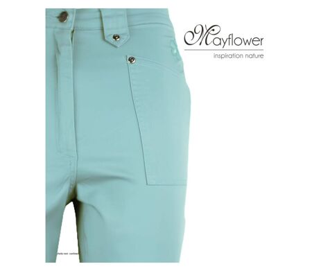 MAYFLOWER Basic Stretch : Pantacourt femme Bleu Ciel Lagon en coton extensible