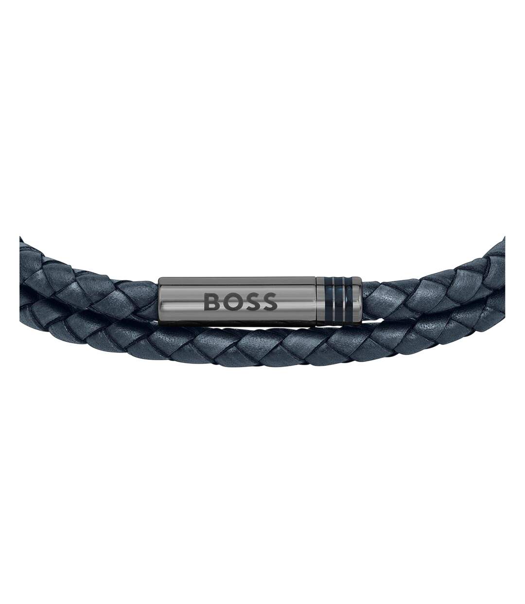 Mens Ares Leather Braided Bracelet One Size Blue Boss-3