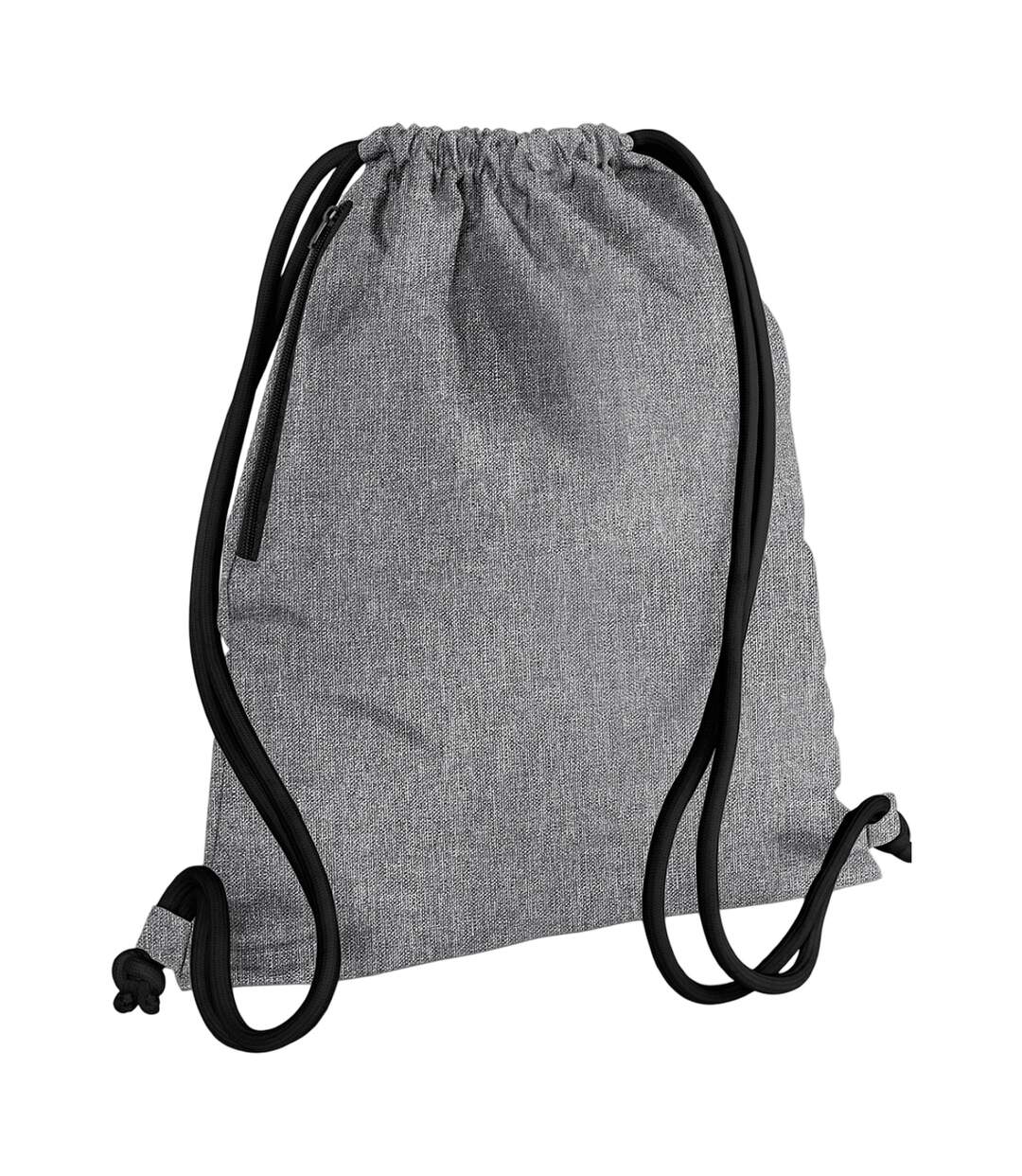 Icon Drawstring Bag One Size Grey Marl Black Bagbase-1