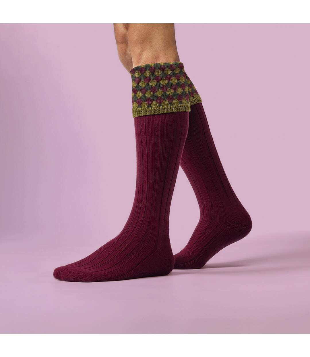 HJ Hall - Chaussettes de Chasse Homme en Laine Mérinos Motif Losanges Chaudes-3