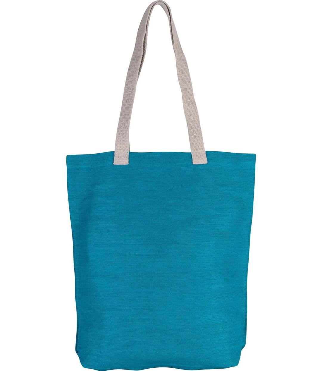 sac shopping en toile de jute - KI0229 - bleu turquoise-2