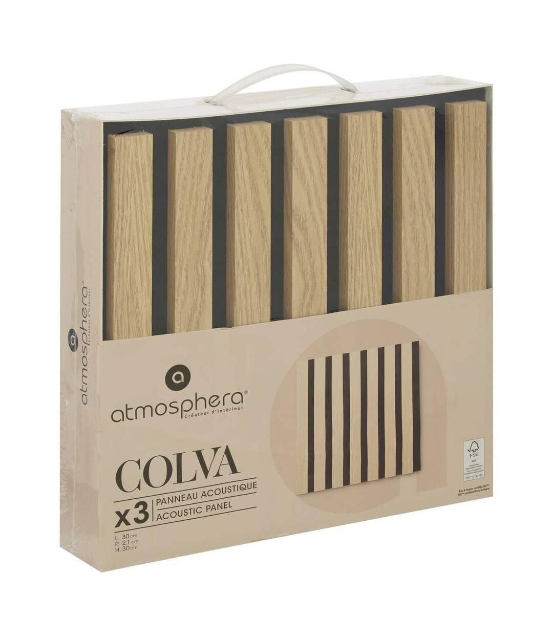Lot de 3 Panneaux Déco Colva 30x30cm Naturel-4