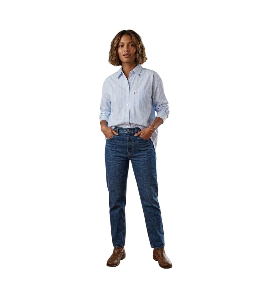 Womens/ladies Lola Oxford Long-sleeved Button-down Shirt Beautiful Blue Levis-4