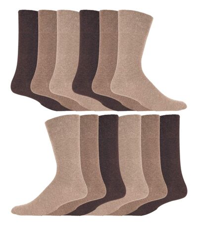12 Pair Multipack Gentle Grip Top Diabetic Socks | IOMI | Mid Calf Loose Top Non Elastic Cotton Socks with Handlinked Seamless Toe
