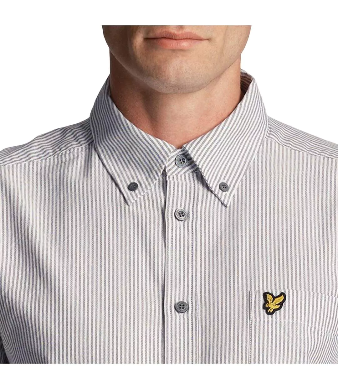 Chemise Motif Rayé Homme Gris Blanc Lyle & Scott-4