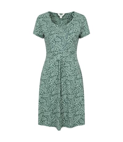 Womens/ladies Orchid Leaf Uv Midi Dress Khaki Green Mountain Warehouse