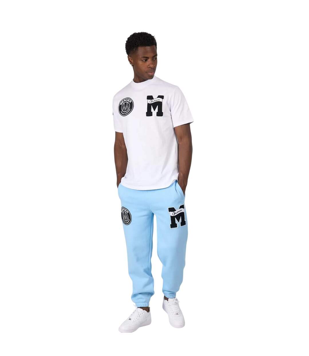 Mens Badge Hybrid Jogging Bottoms Sky Mercier-3