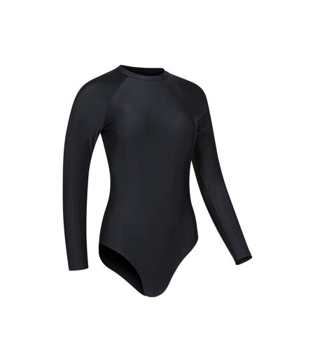 Womens/ladies Sydney Long-sleeved One Piece Swimsuit Black Mountain Warehouse