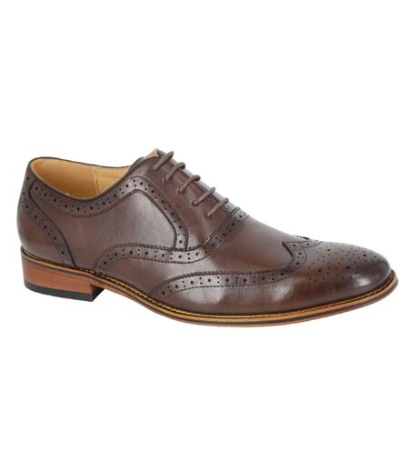 Mens Leather Brogues Dark Brown Goor