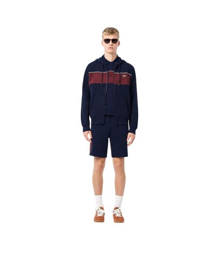 Mens Colour Block Full Zip Hoodie Navy Red Lacoste