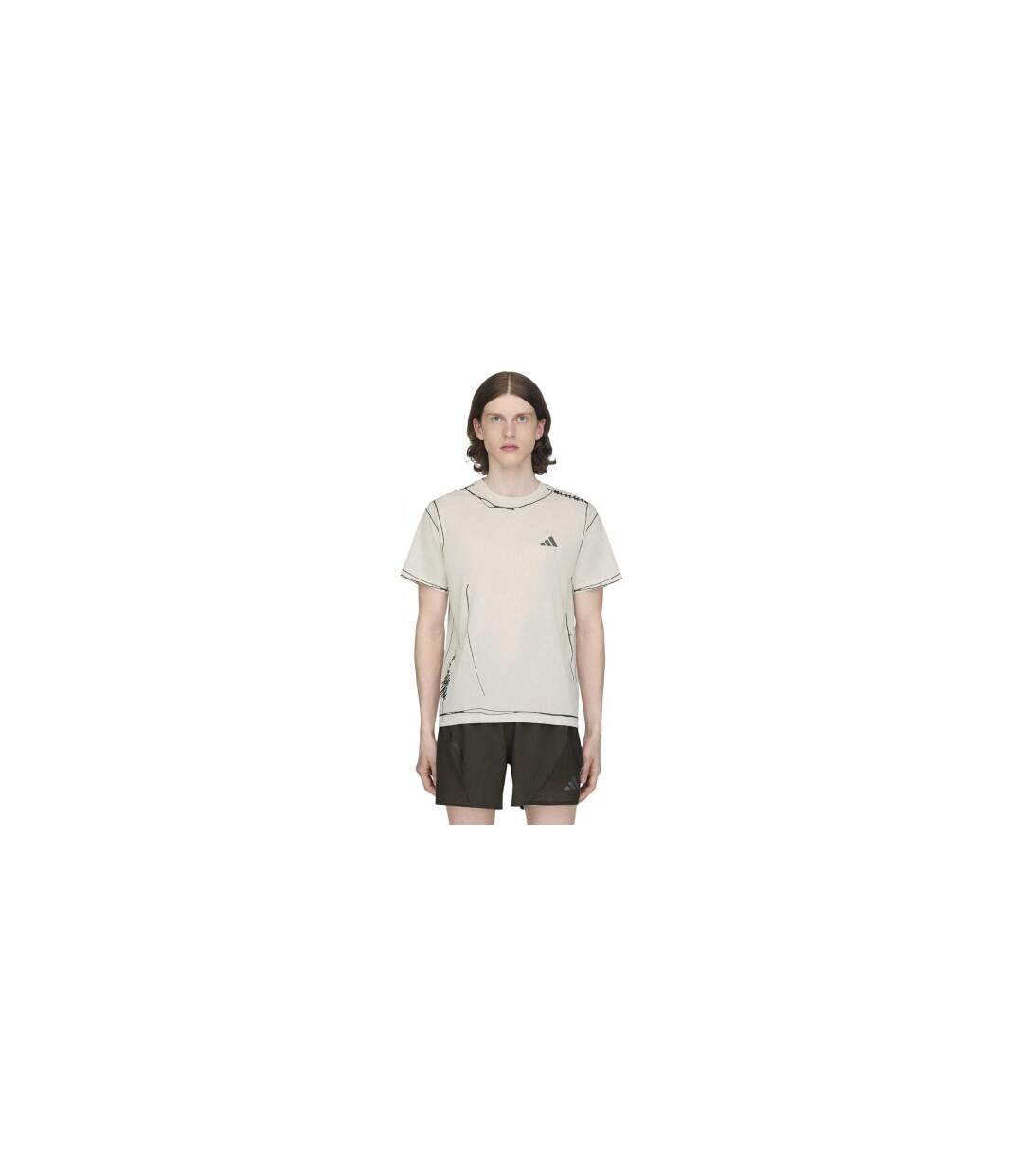Mens Doodle Logo Loose Fit T-shirt Ivory Adidas-1