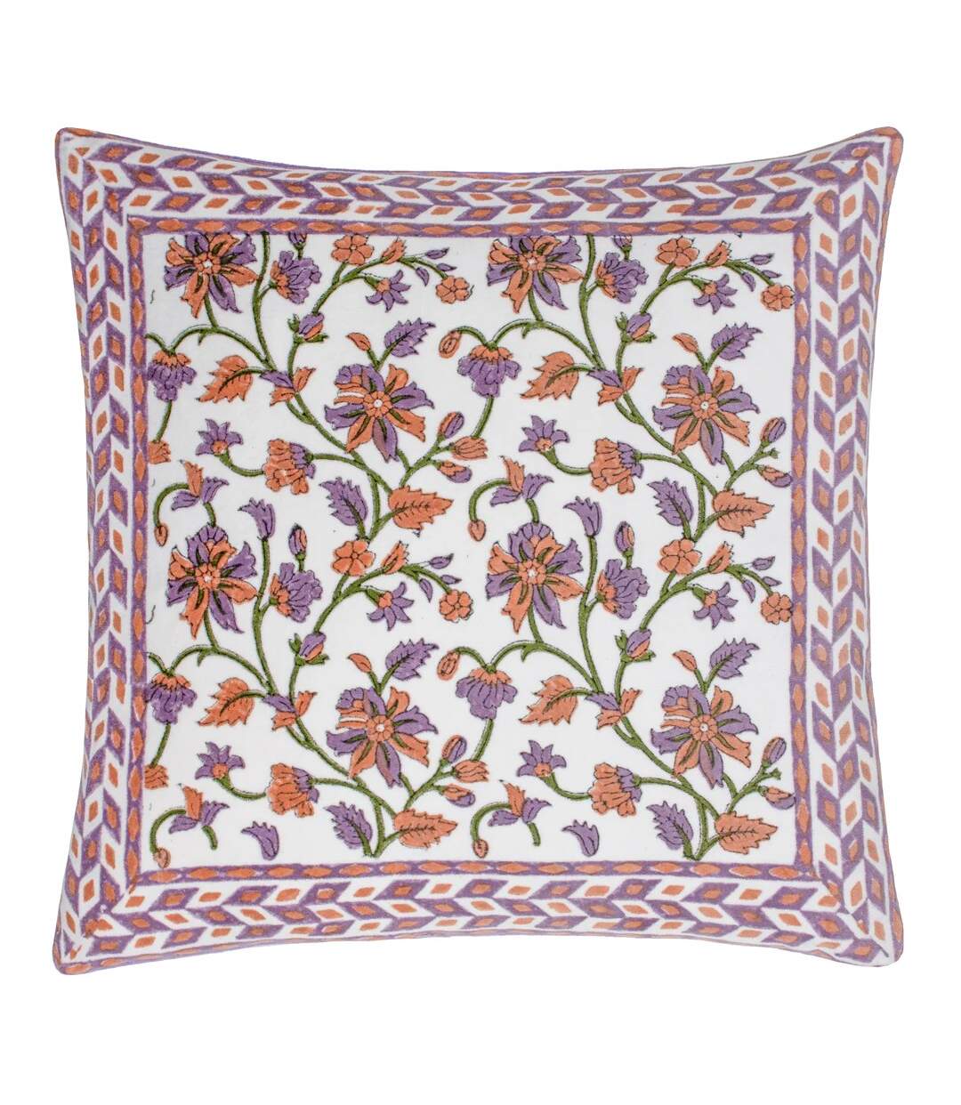 Mentera velvet floral cushion cover 50cm x 50cm lilac/coral Paoletti