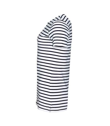 T-shirt Miles Femme Blanc Bleu Marine SOLS