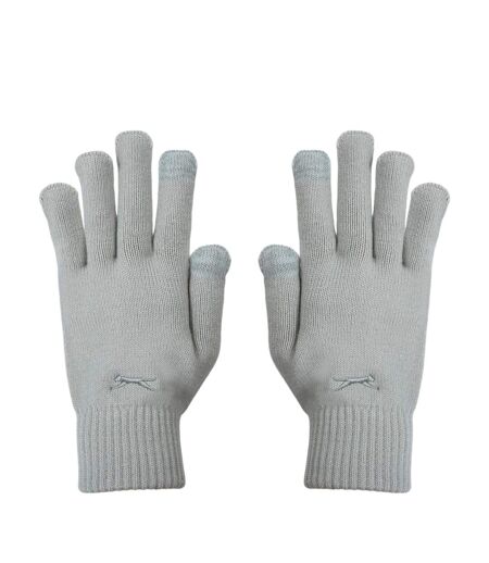Unisex Adult Knitted Gloves Grey Print Slazenger