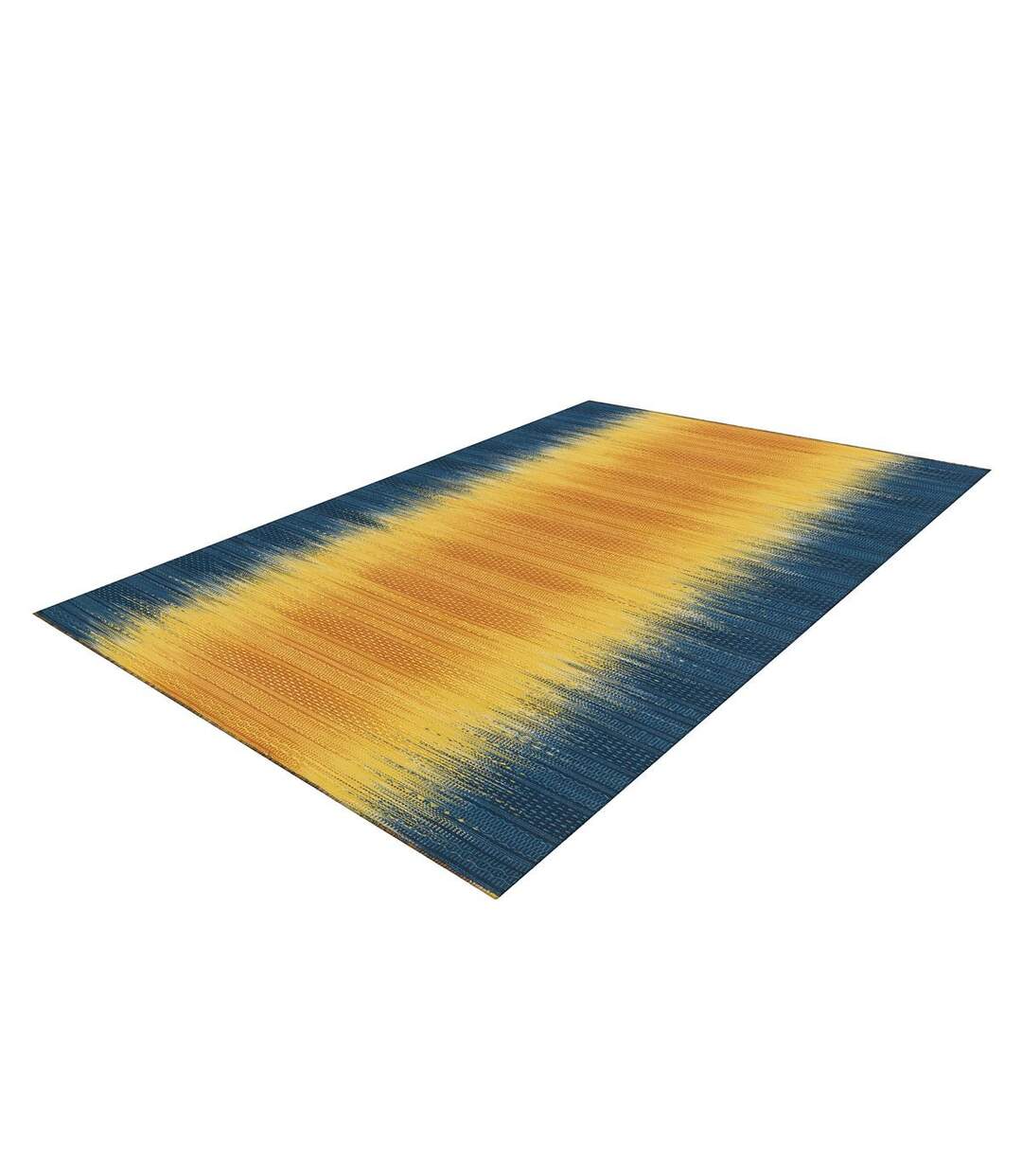 Tapis en Laine Fait Main Sunset 90x160cm Jaune & Bleu-4