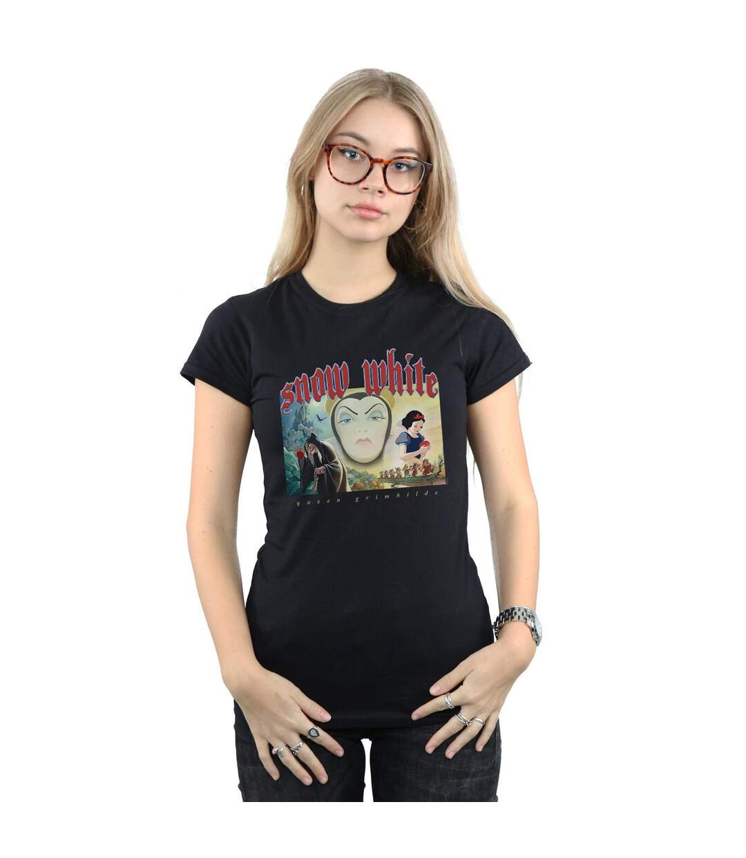 Disney T-shirt en coton Femmes/Ladies Blanche-Neige et la reine Grimhilde (Noir) - UTBI15380-2